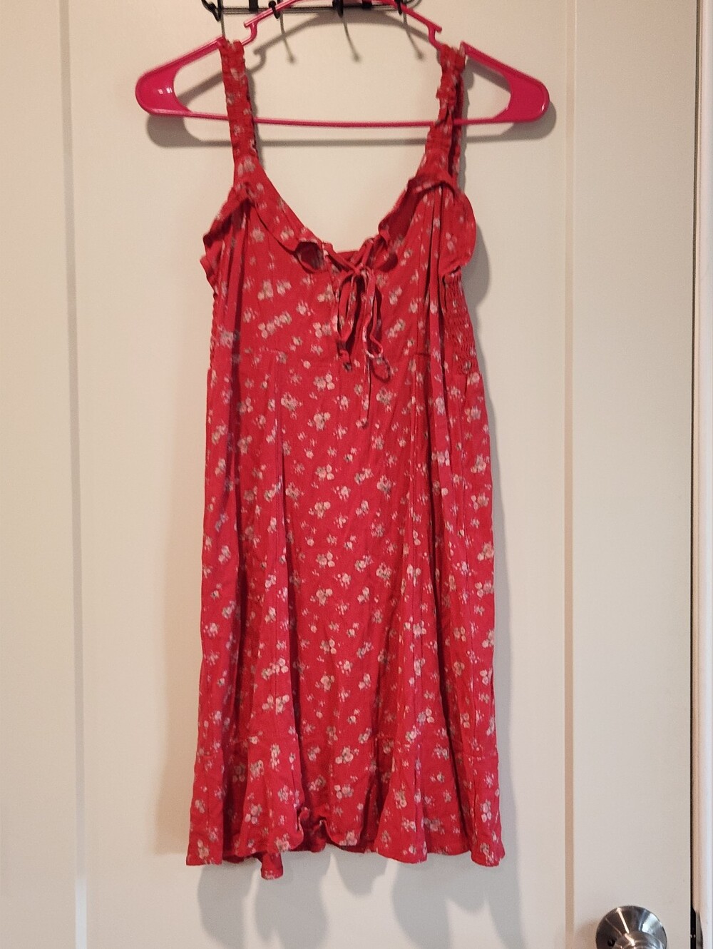 American Eagle Outfitters Red Floral Tie-Front Dress